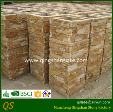 decorative yellow color slate stone concrete column