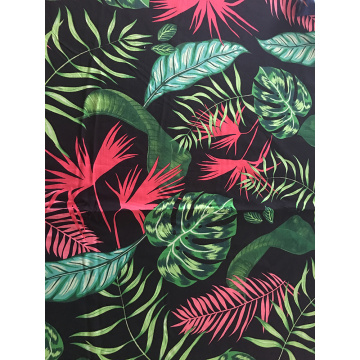 Tropical Leaves Rayon Challis 30S Air-jet Printing Fabric