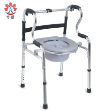 Silvery combo of commode chair and walker