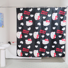 Black Cartoon Pattern Kids Shower Curtain for Children's Bathroom