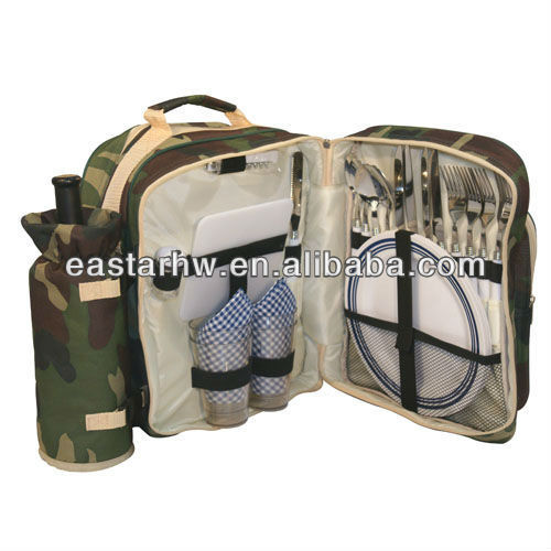 Army green picnic backpack set
