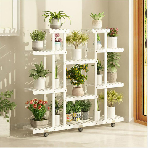 Wood Shelf Display Stand Flowers Rack For Garden