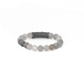 Monili di modo 8mm Natural Stone Agate Bead Black Bracciale con perle di acciaio inossidabile