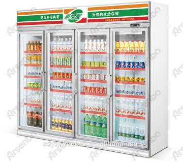 double layer tempered glass drink display cooler/open display cooler