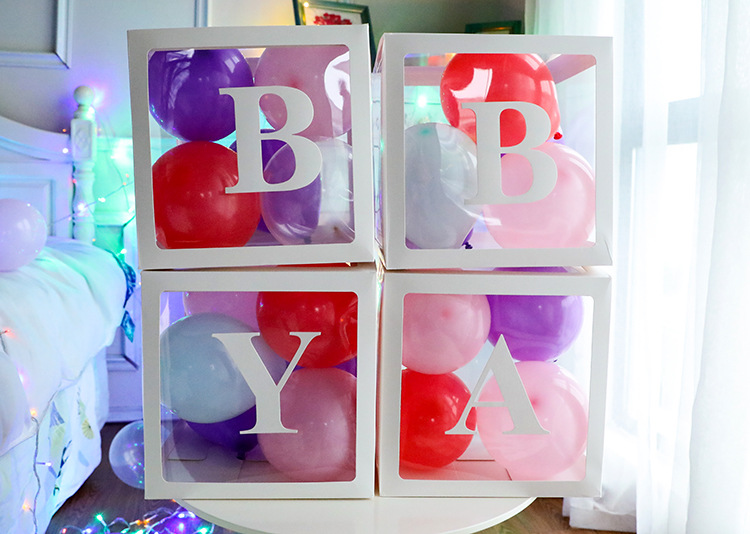 Baby Shower Balloons supply DIY A-Z Letter Balloons Box Transparent Name Box First 1st Birthday Party Decor Macaron Balloons Box