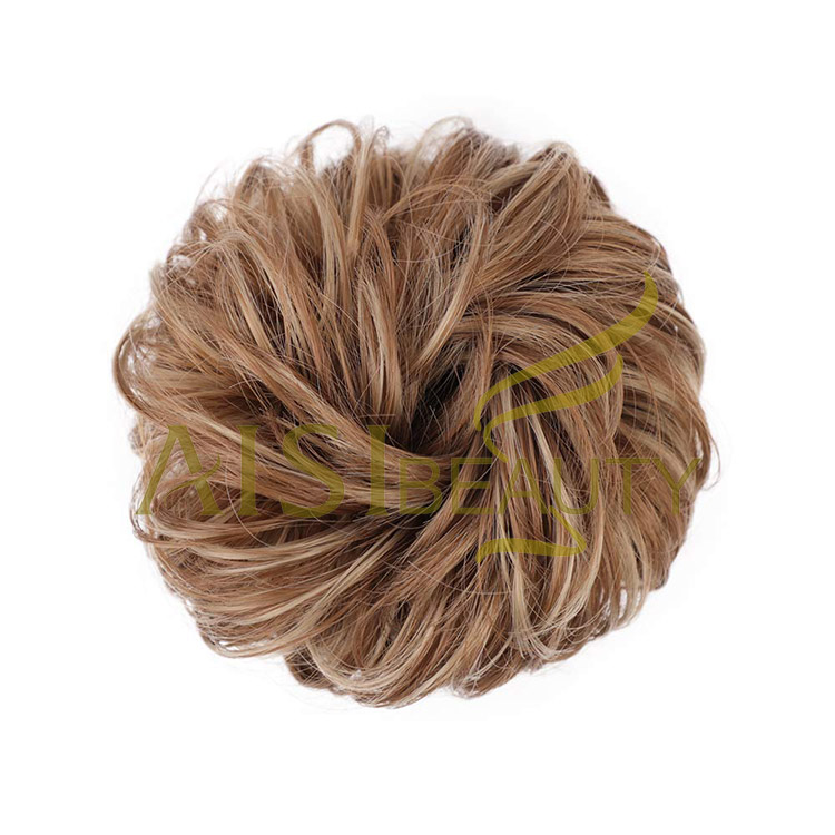 Aisi Beauty Top Quality Wholesale Multi Color Synthetic Curly Messy Donut Chignon Bun Elastic Rope Rubber Band Hair Extension