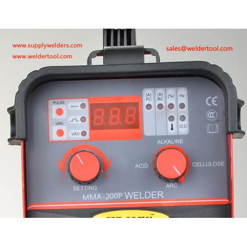 200A cellouse mma pulsed arc welding machine,220V 1phase input,Vertical Weld,overhead Weld,fillet Weld