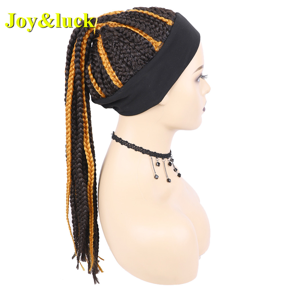 Wholesale Prices Ladies Hairband for Black Women Scarf Wig Brown Mix Blonde Long Box Braided Headband Wig Synthetic Hair Wigs