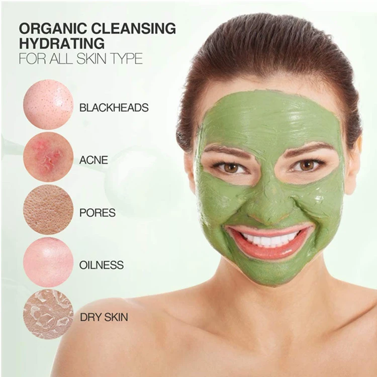 Organic Avocado Vegan Dead Sea Mud Mask Nourishing Deep Cleansing Relaxing Facial Treatment Blackhead Remover Skin Healing Clay Mask