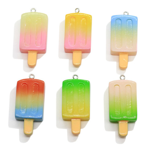 Hot Sale 100Pcs Resin 3D Summer Sweet Popsicle Charms Beads Artificial Food Miniature Craft Necklace Pendant Ornament