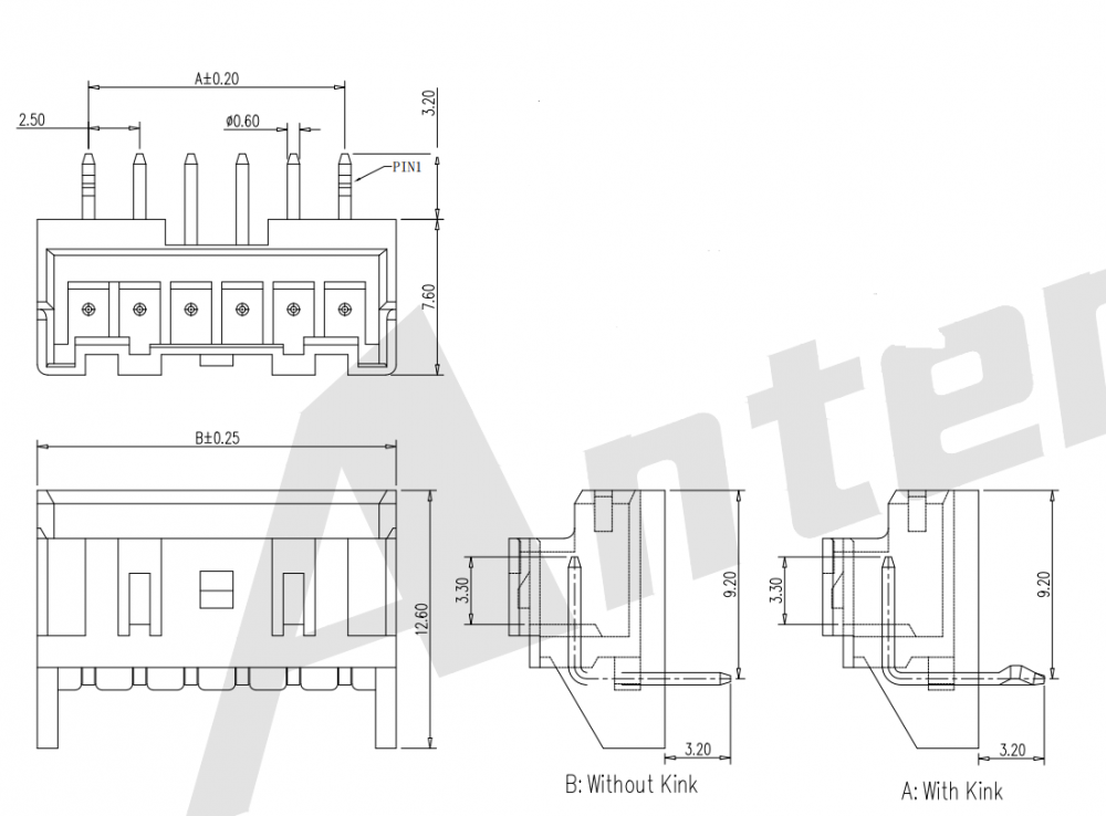 2,50 mm Pitch 90 ° Wafer Connector Series AW2508R-XP