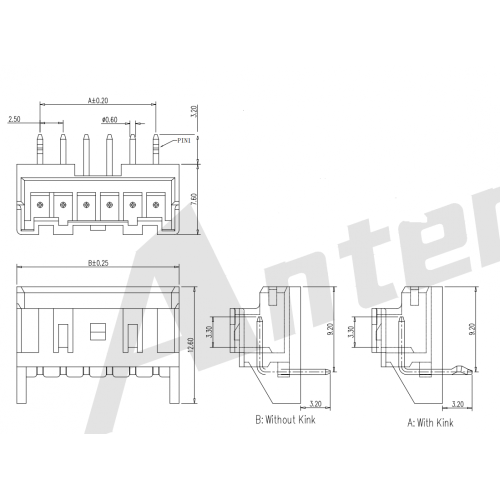 2,50 mm Pitch 90 ° Wafer Connector Series AW2508R-XP