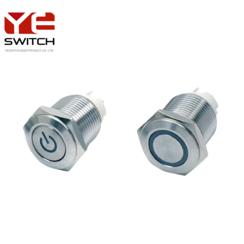 Yeswitch 16mm sakelar tombol tekan logam anti-vandal