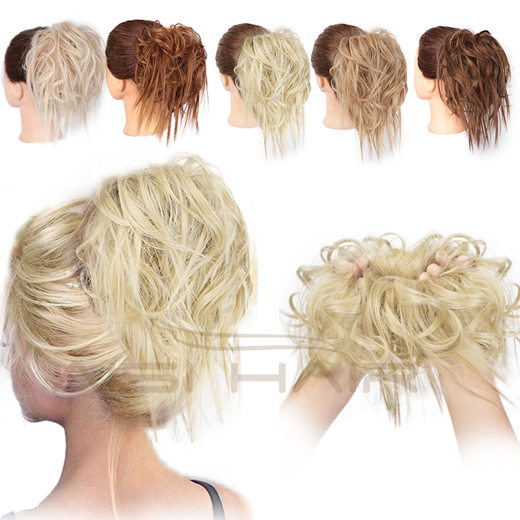 Aisi Hair Synthetic Donut Blonde Chignon Curly Bun Pad Chignon Elastic Band Ribbon Ponytail Rope Rubber Hair Extension For Women