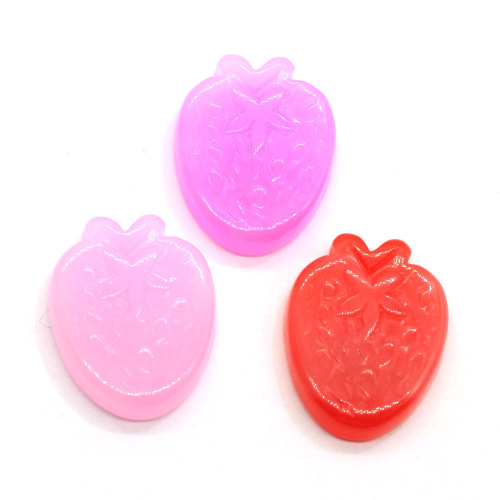 Fancy Mini Strawberry Shaped Resin Cabochon Red Pink Fruit Decorative Beads Slime Handmade Craft Work Ornaments