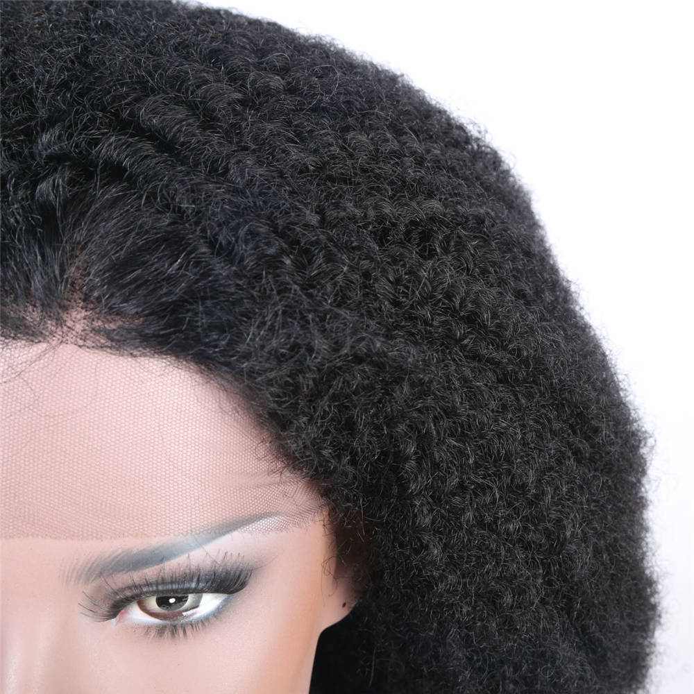 Best selling kinky Curl Brazilian Human Hair wig Afro wave Glueless Lace front Wigs for Black Women Natural Color 130% Density