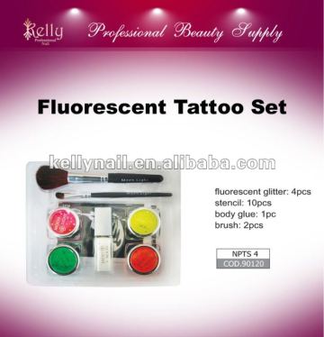 Body Art Tattoo Set 4 Colors with Tattoo Stencils