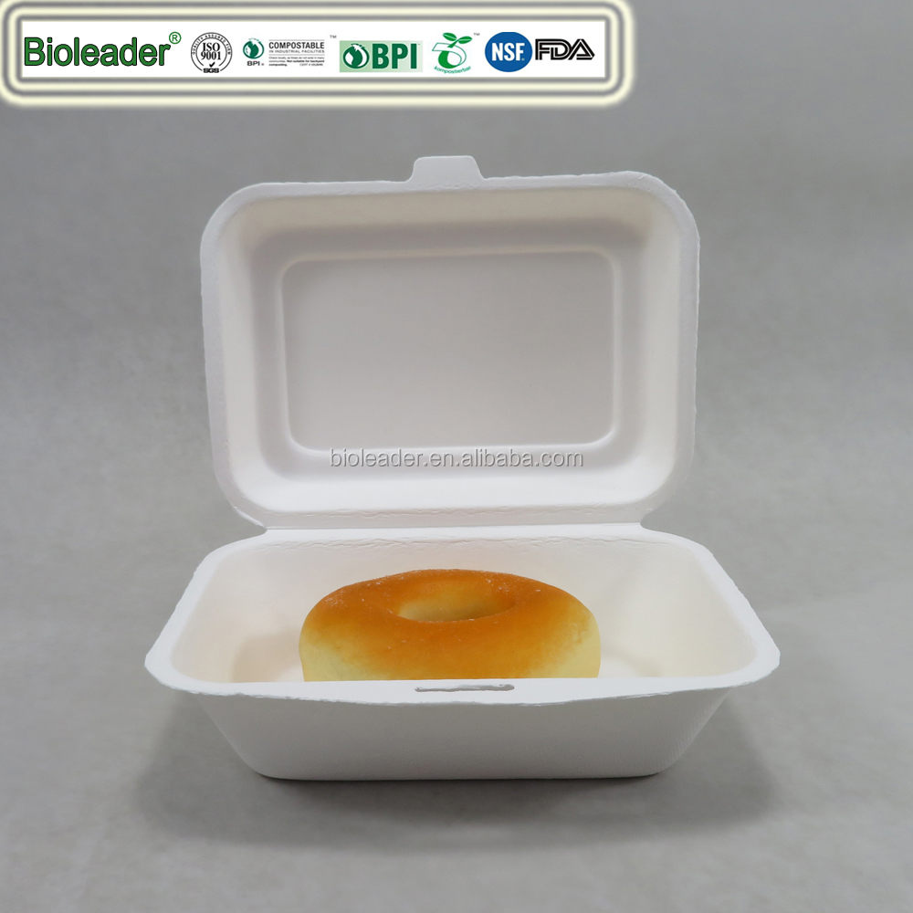 400 500 600 ml Biodegradable Sugarcane Fast Food Lunch Container Box