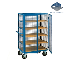 Enclosed Wire Mesh Storage Cart with Double Doors