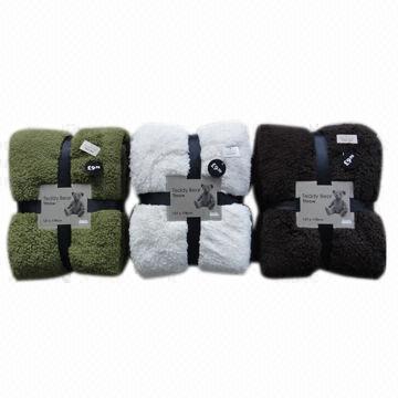 Solid Microfiber Sherpa Fleece Blankets, 1-layer Both Sides Brushed