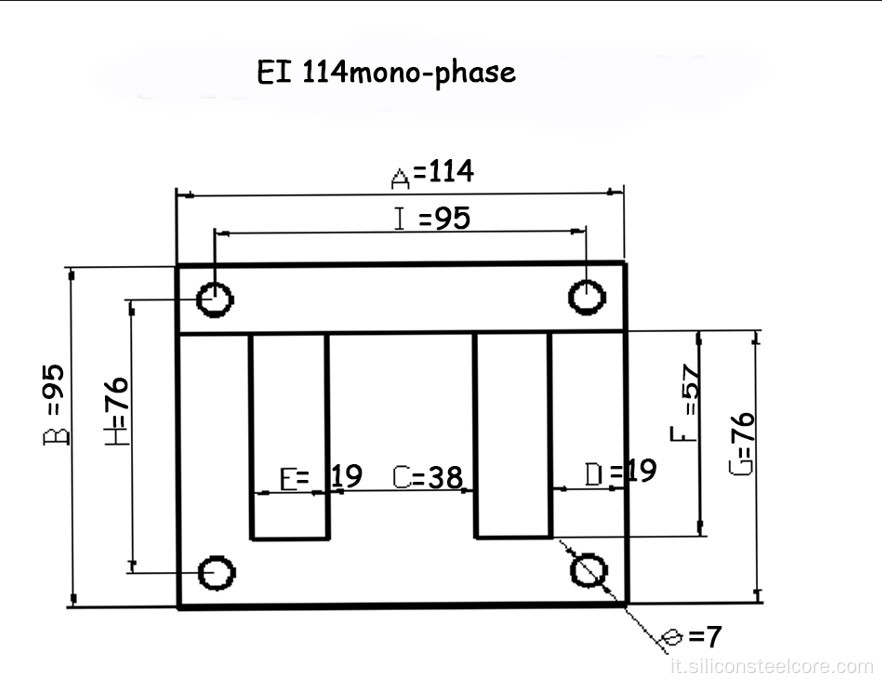 Core di laminazione in acciaio al silicio EI-114b