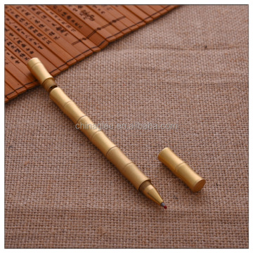 Golden Copper Brass Roller Ball Pen - High End Metal Bamboo Shape