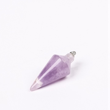 Pendulum Line Cone Stone Pendants Healing Chakra Beads Crystal Quartz Charms for DIY Necklace Jewelry Making Assorted Color