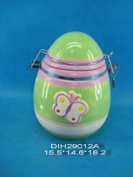 Hand-Painted Ceramic Egg Airtight Canister