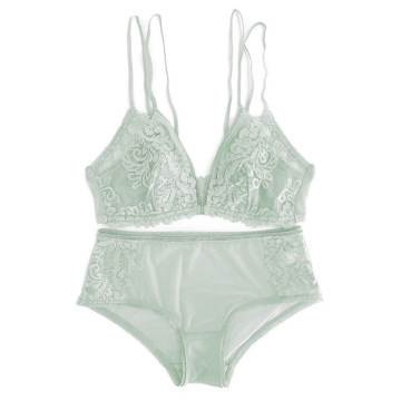 set di bralette in pizzo con chiusura frontale senza fili