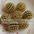 Sparkling Gold Color Acrylic Rhinestone Berry Beads for Jewelry Accessories