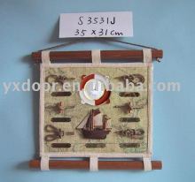 cloth nautical wall hanging, with clock /small cloth wall frame/ cloth decorative hang wall art
