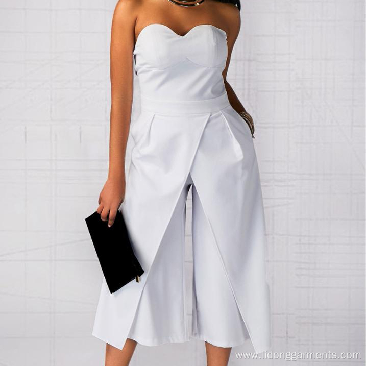 Women Office Loose Wide Leg Pants Jumpsuits