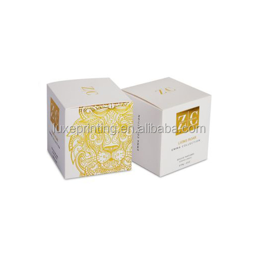 Luxury customized logo printed white kraft paper candle boxes