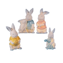 Porcelain Indoor Rabbit Bunny Carrying Eggs Easter Decorations Tabletop Angel Home Decor