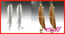 Fashion Jewelry Long Chain White Feather Earring Crystal Earring