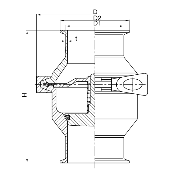 DIN Hygienic Check Valves Clamp Ends