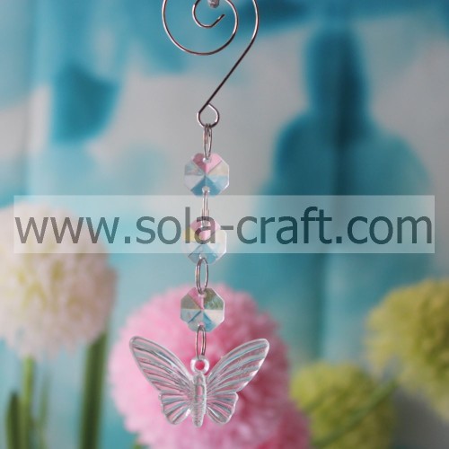 Various 13.5CM Transparent Plastic Pressed Butterfly Christmas Tree Beaded Garland Prism