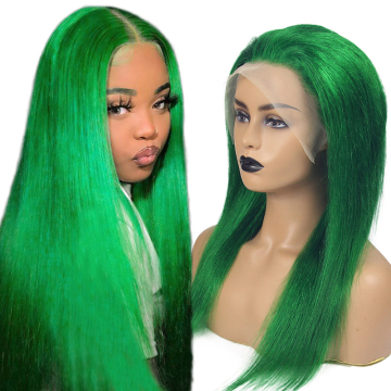 Wholesale wig vendors green bob wigs,virgin cuticle aligned wig, preplucked straight lace front wig green human hair wig