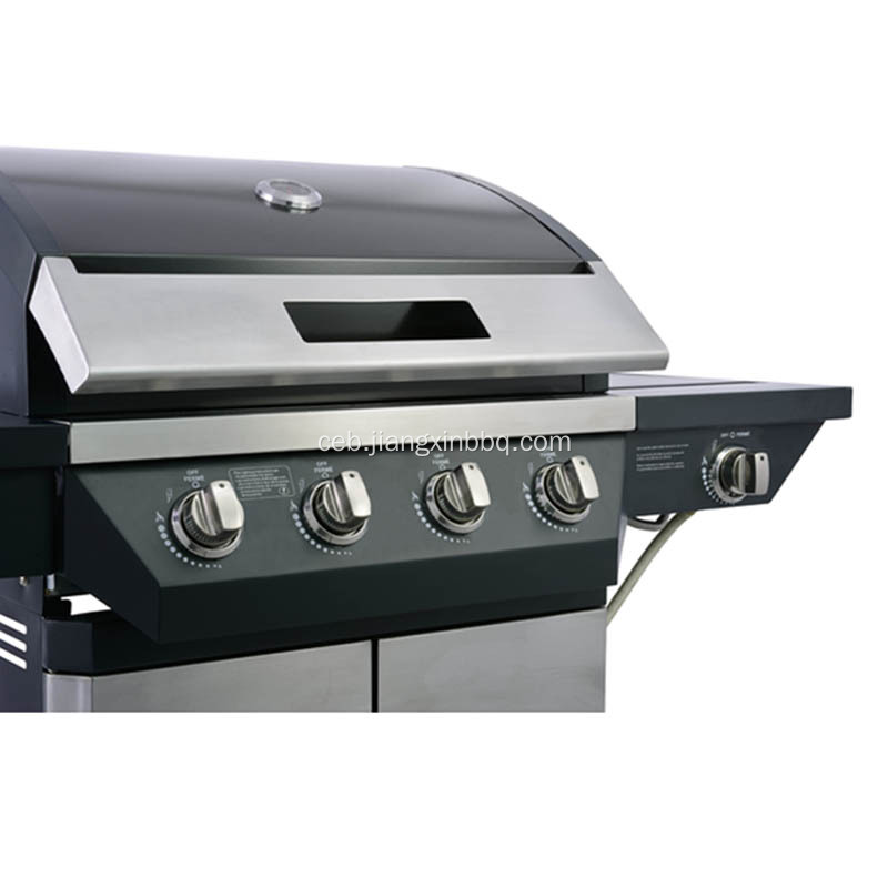 4-Burner propane gas grill nga adunay kilid nga burner