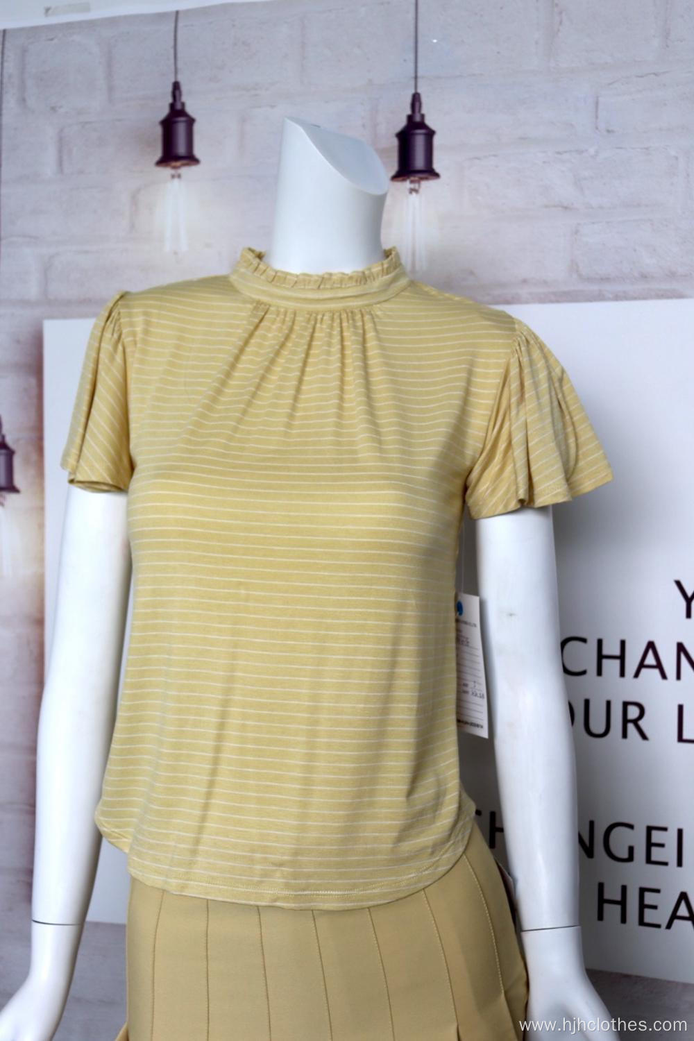 Yellow Blouse With Round Neck For Ladies