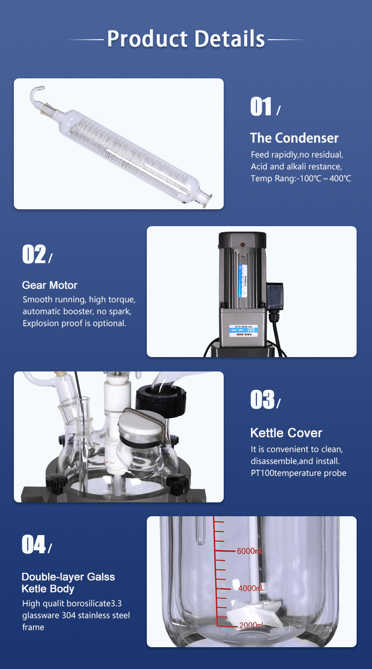 Laboratory Jacketed Glass Vacuum Distillation Crystallization Reactor