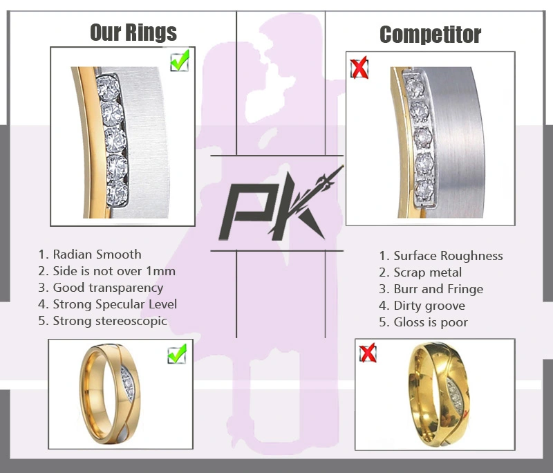 Fashion Jewelry Stainless Steel Jewellery Wave Design Diamond Wedding Ring