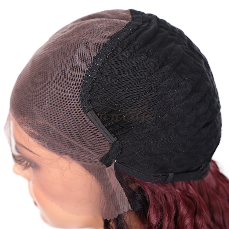 Vigorous Lace Front Wigs Long Wavy Synthetic Wigs for Black Women Ombre Curly Red Wigs with Natural Hairline