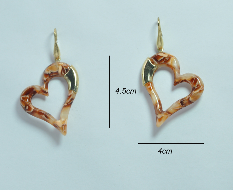 2020 2021 Custom simple fish hook ear jewelry for women Acrylic dangle heart earrings