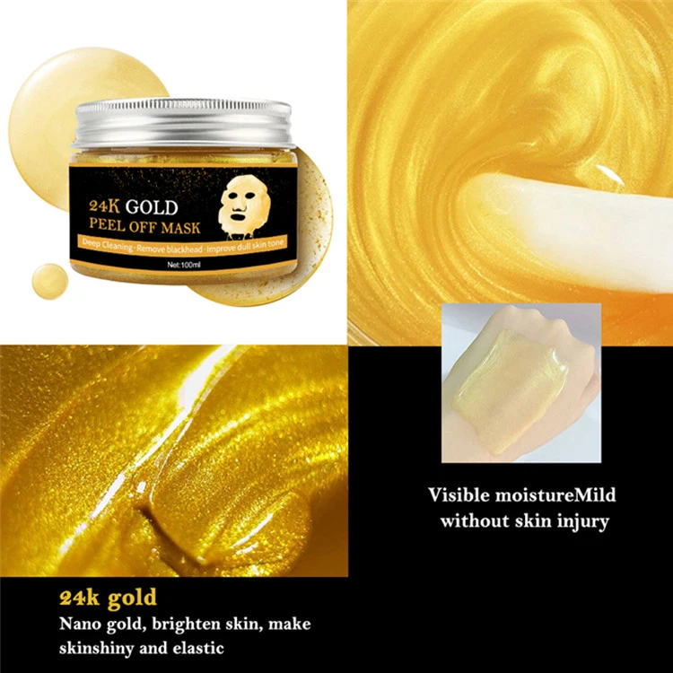 24K Gold Collagen Facial Anti Aging Shrink Pores Remove Acne Wrinkle Whitening Lifting Smooth Tear Peel off Face Skin Care Mask