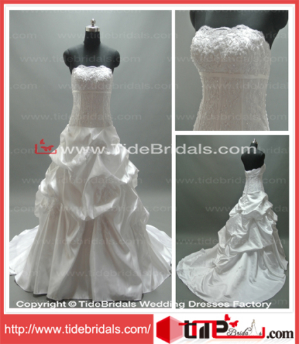 Pick UPS Beading Ivory Corded Lace Sweetheart Wedding Gown Taffeta Bridal Dress (AS2011B)