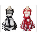 100% cotton black and white striped apron