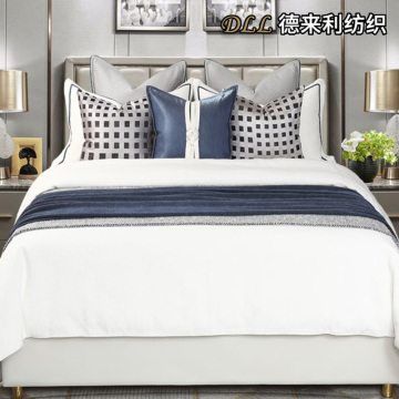 Navy Blue & White Textured Bedding Ensemble