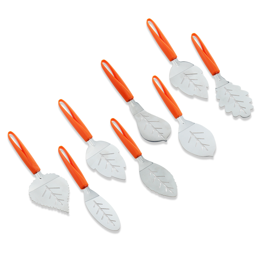 Ensemble de spatule de gâteau en forme de feuille d&#39;acier inoxydable 8PCS