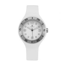 Stainless steel women's white silicone watch